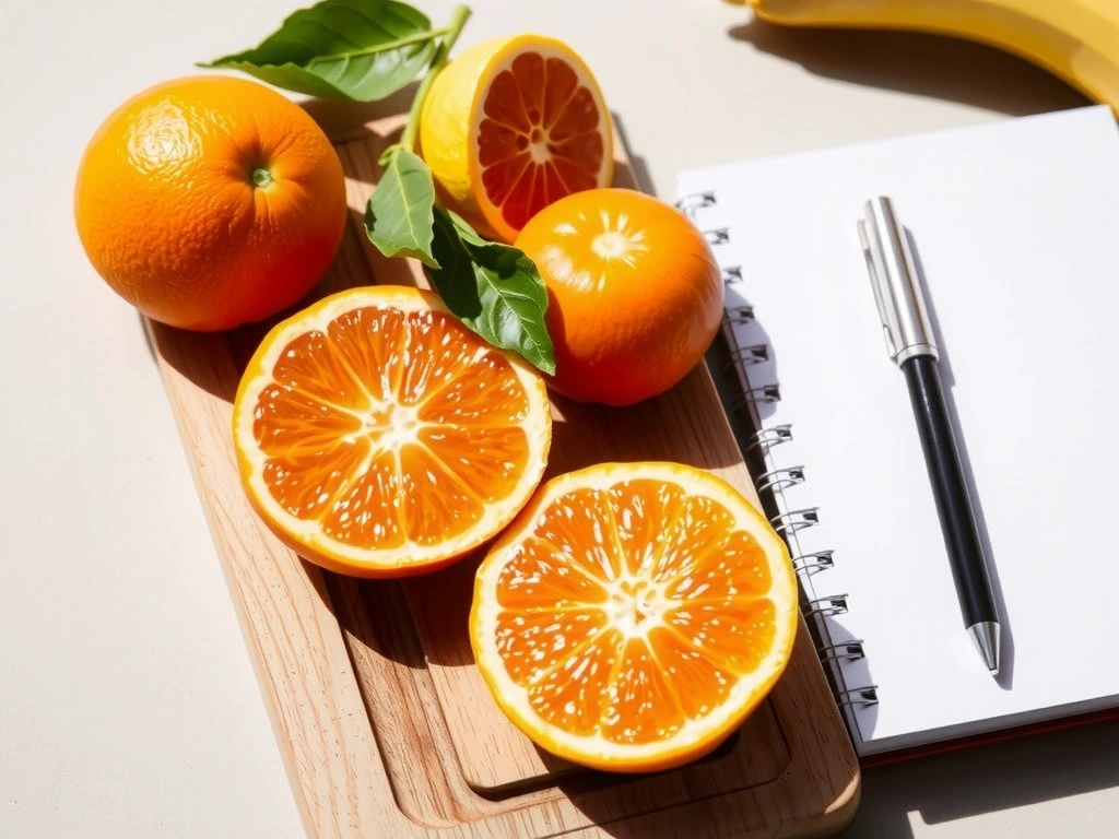 Świeże owoce cytrusowe i planer