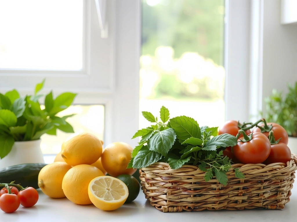 Świeże warzywa i owoce w kuchni